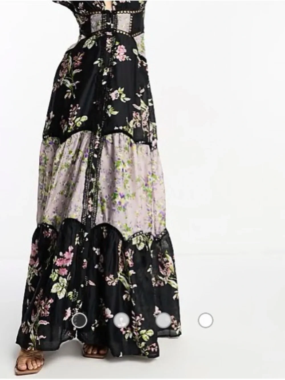 ASOS Black & Lavender Floral Puff-Sleeve Maxi Dress - Picture 13 of 13